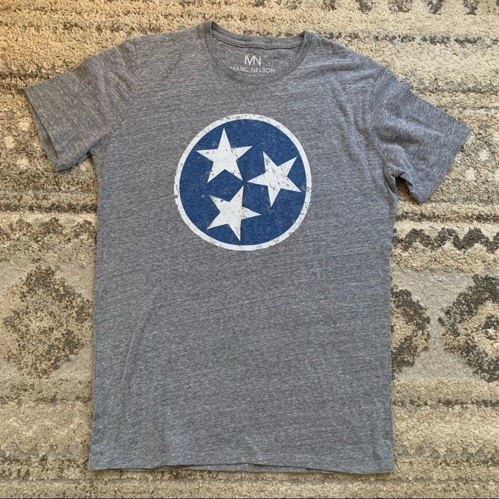 Marc Nelson Gray Graphic Short Sleeve Crewneck Medium